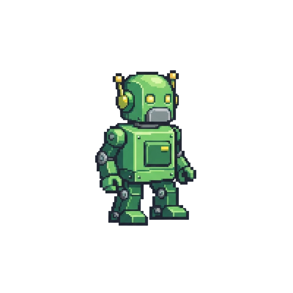 A Shiny Green Toy Robot