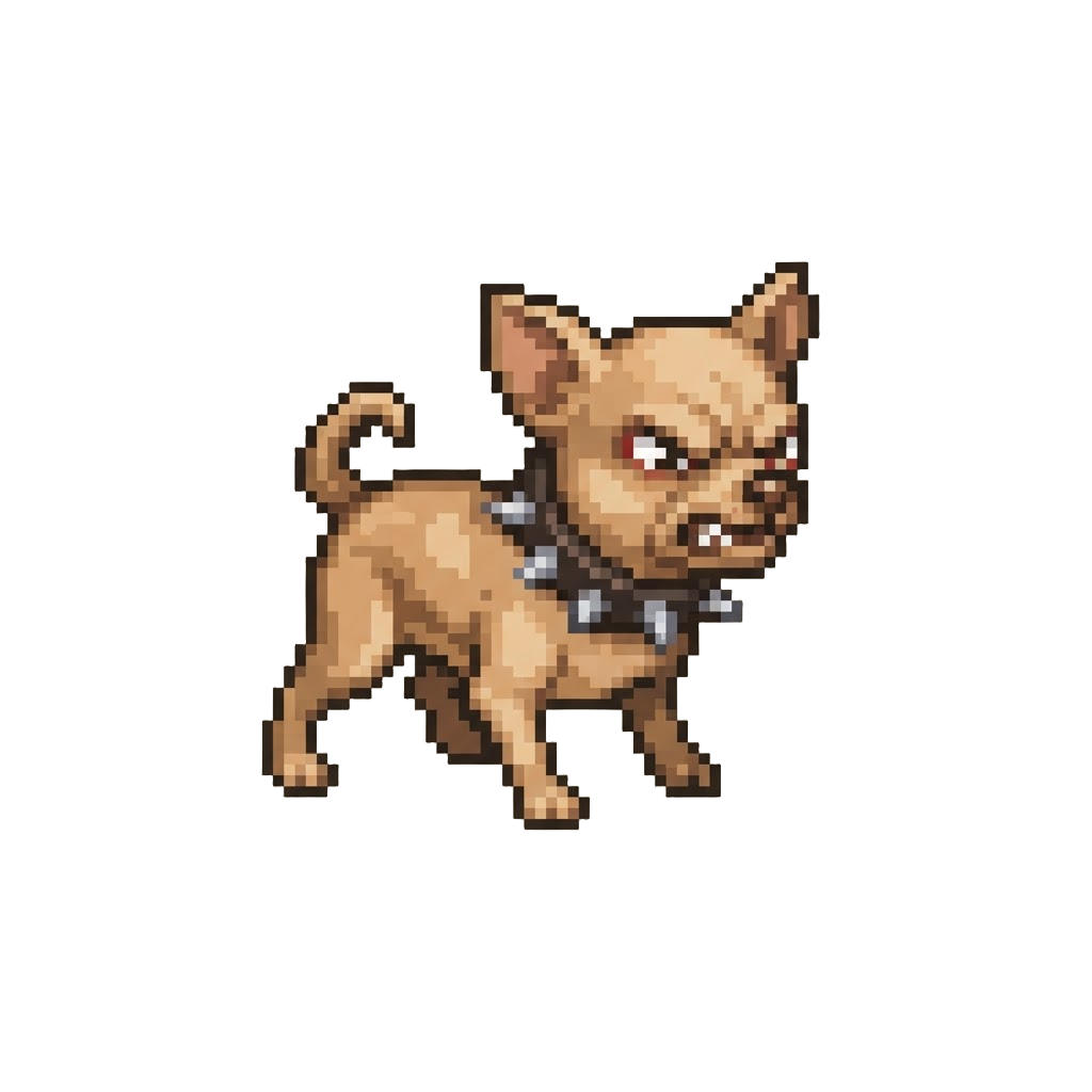 A Tiny Aggressive Chihuahua with a Spike Collar