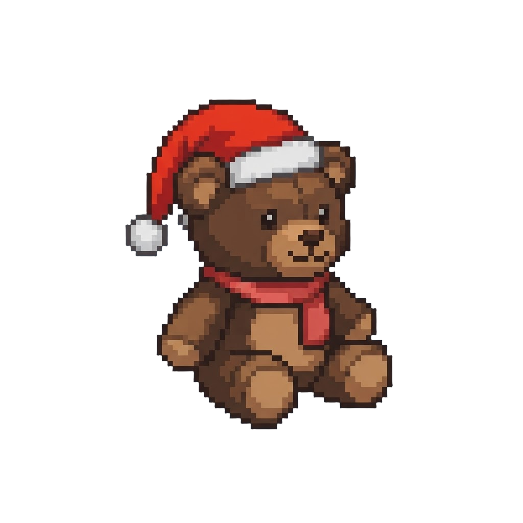 A Stuffed Teddy Bear with a Santa Hat