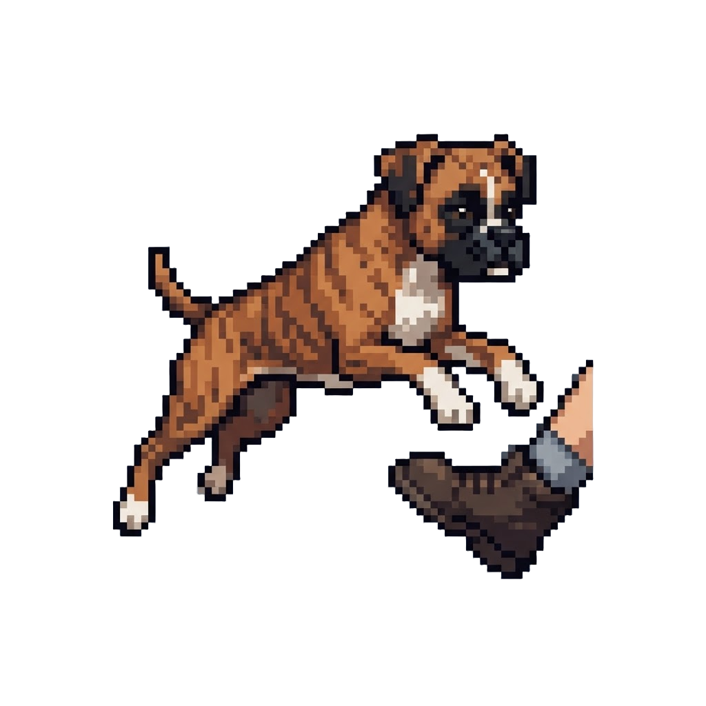 A Energetic Boxer Leaping at the Ankle