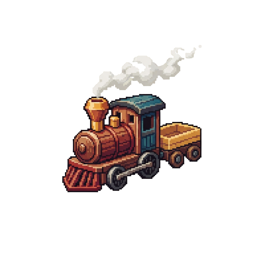 A Smoking Wooden Toy Train