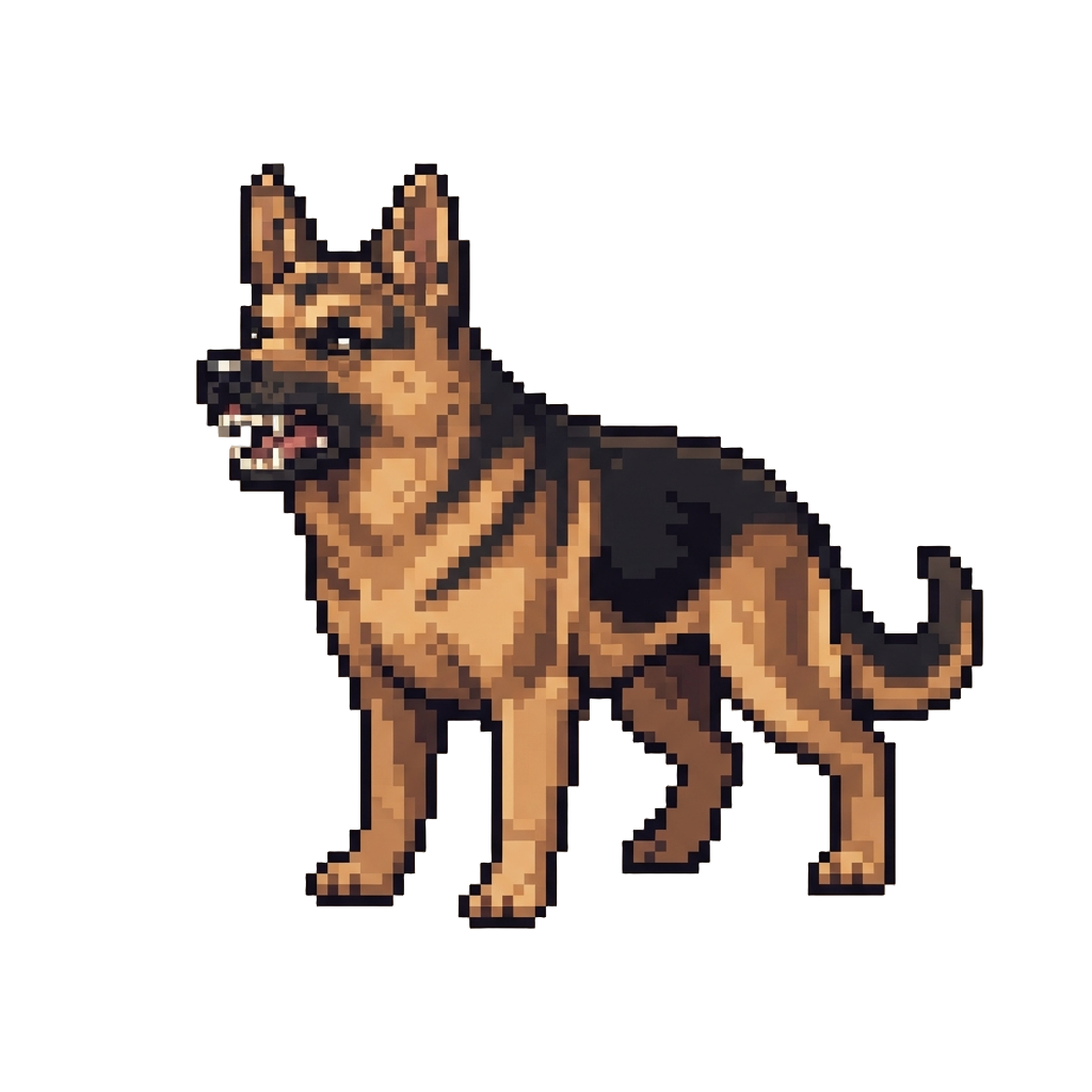 A Fierce Growling German Shepherd