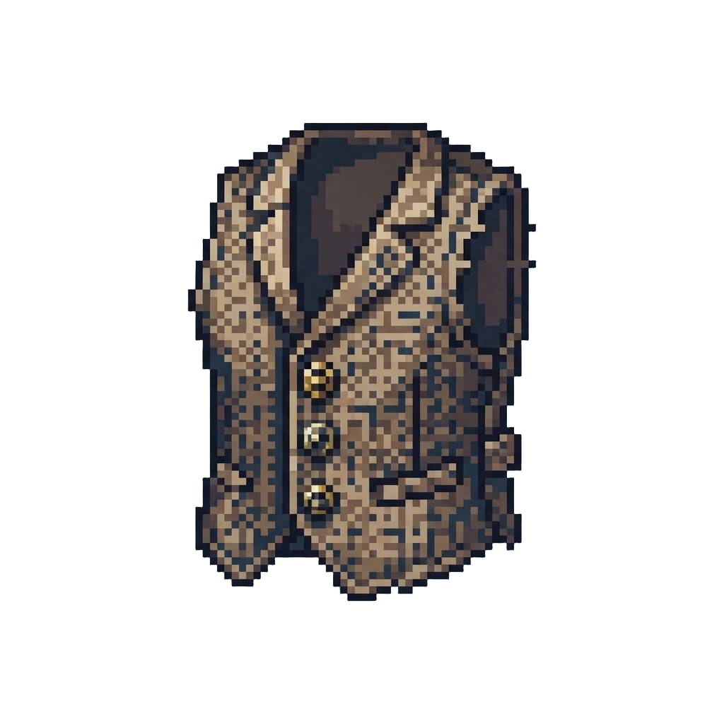 A Frayed Tweed Vest Decorated with Mismatched Brass Buttons