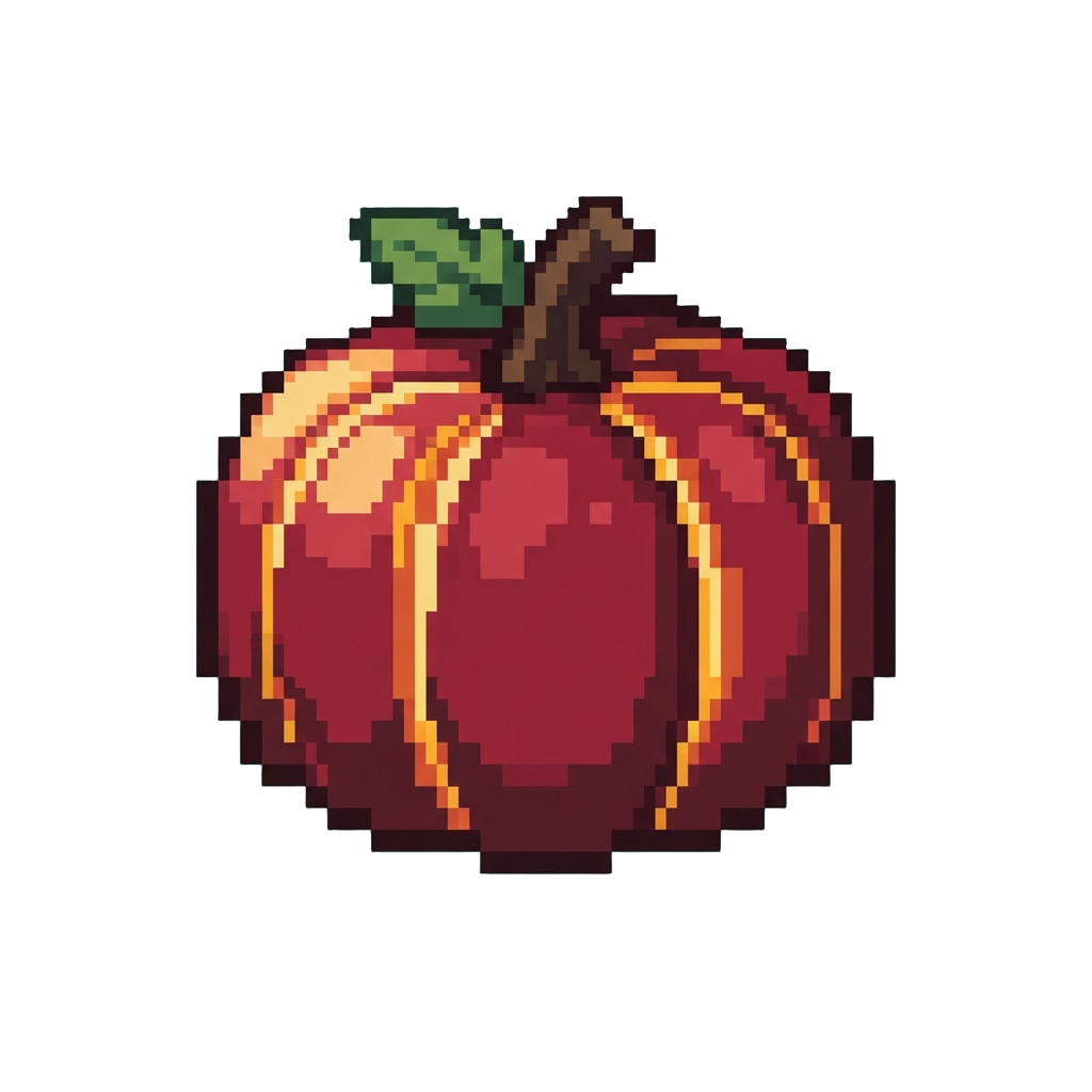 A Deep Crimson Heirloom Pumpkin with Glowing Golden Seams