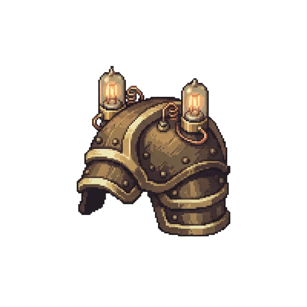 Heavy Brass Shoulder Plates with Humming Vacuum Tubes