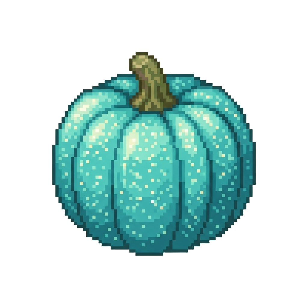 A Shimmering Speckled Turquoise Fairytale Pumpkin