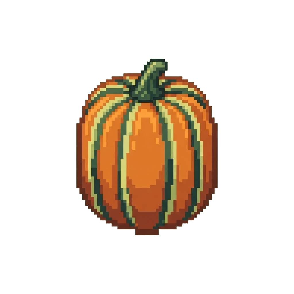 A Tall Striped Green and Orange Kabocha Pumpkin
