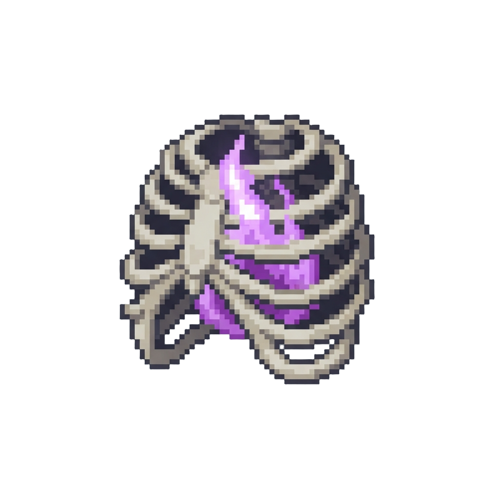 An Intense Eerie Purple Flame Flickering Within the Ribcage