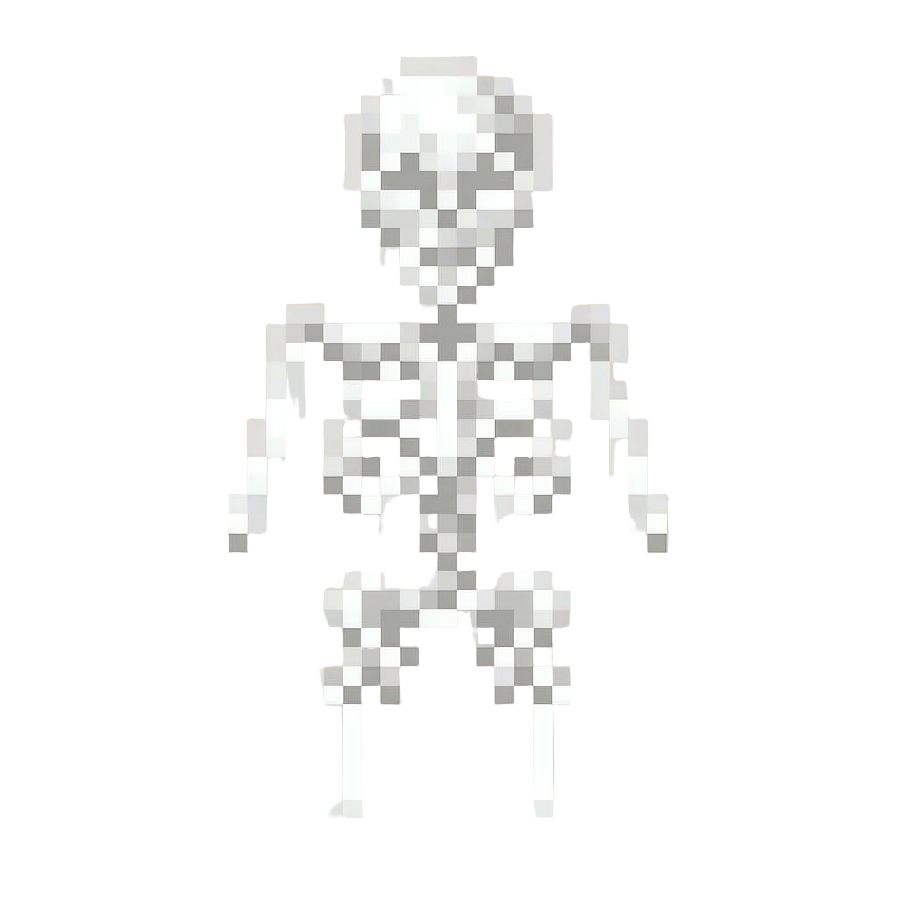 A Faint Ghostly White Outline Tracing the Bare Skeleton