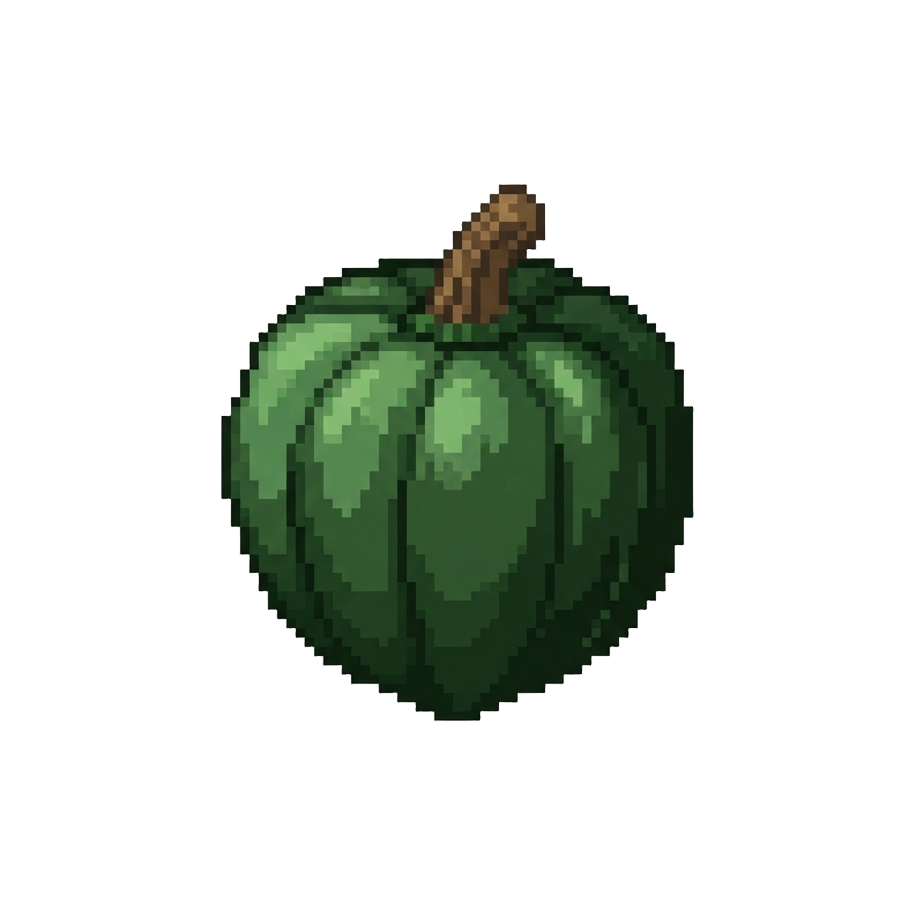 A Squat Dark-green Acorn Pumpkin