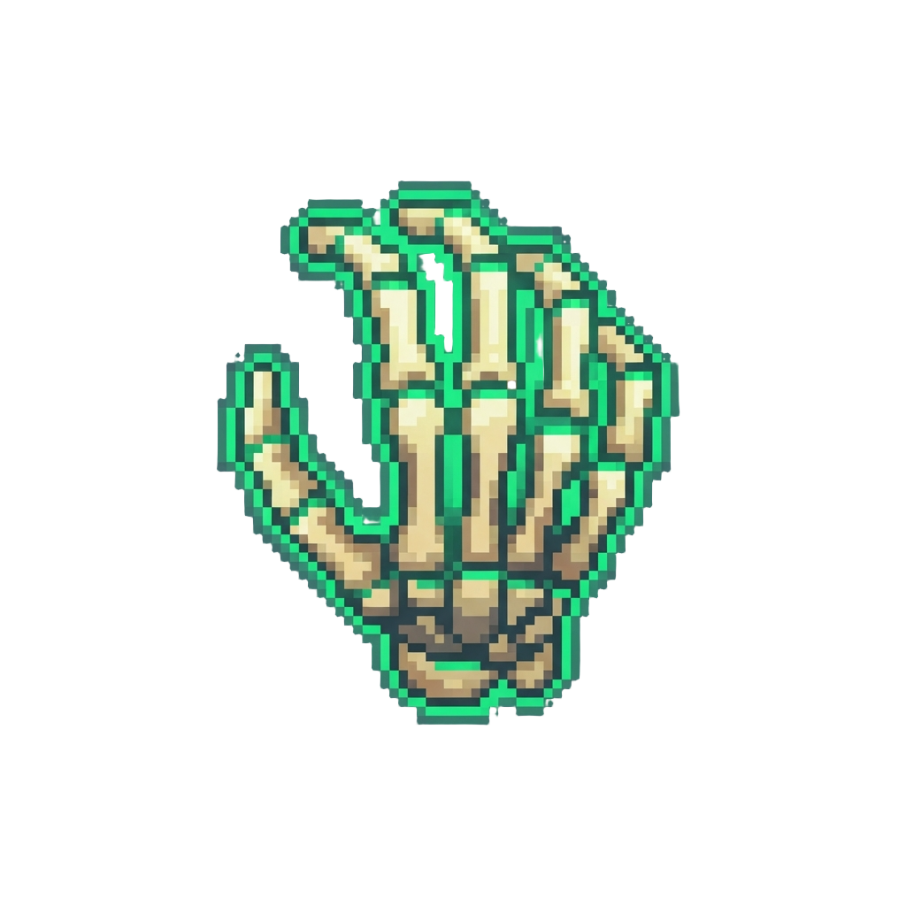 A Vibrant Emerald Radioactive Glow Tracing Each Finger Bone
