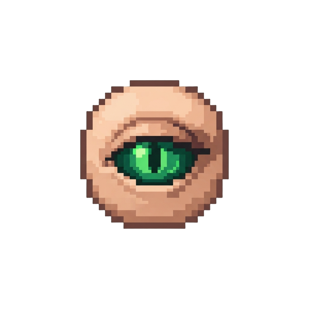 A Glowing Green Extra Eye Blinking on the Forehead