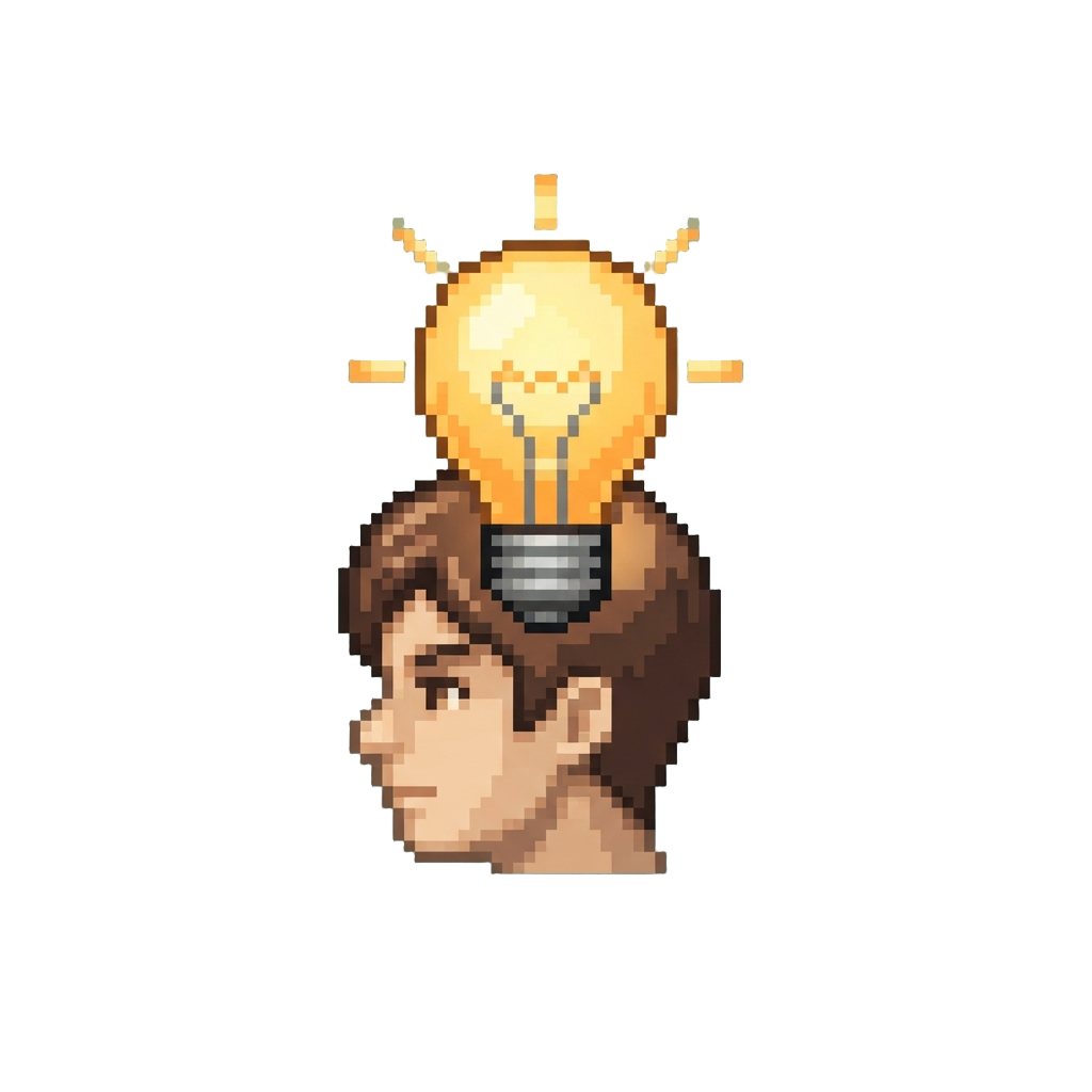 A Head That Swells Into a Bright Glowing Lightbulb Shape
