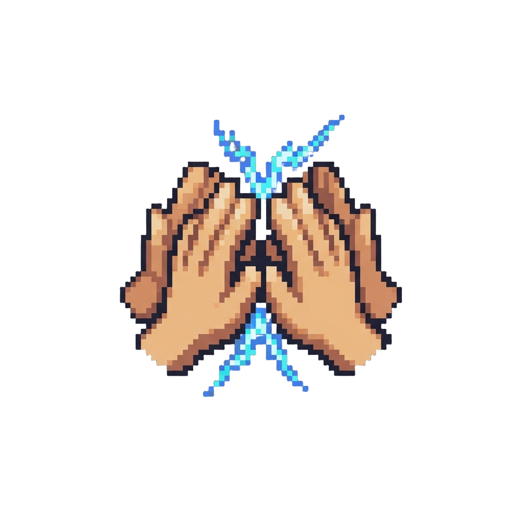 A Double High-five That Sparks Blue Electrical Arcs