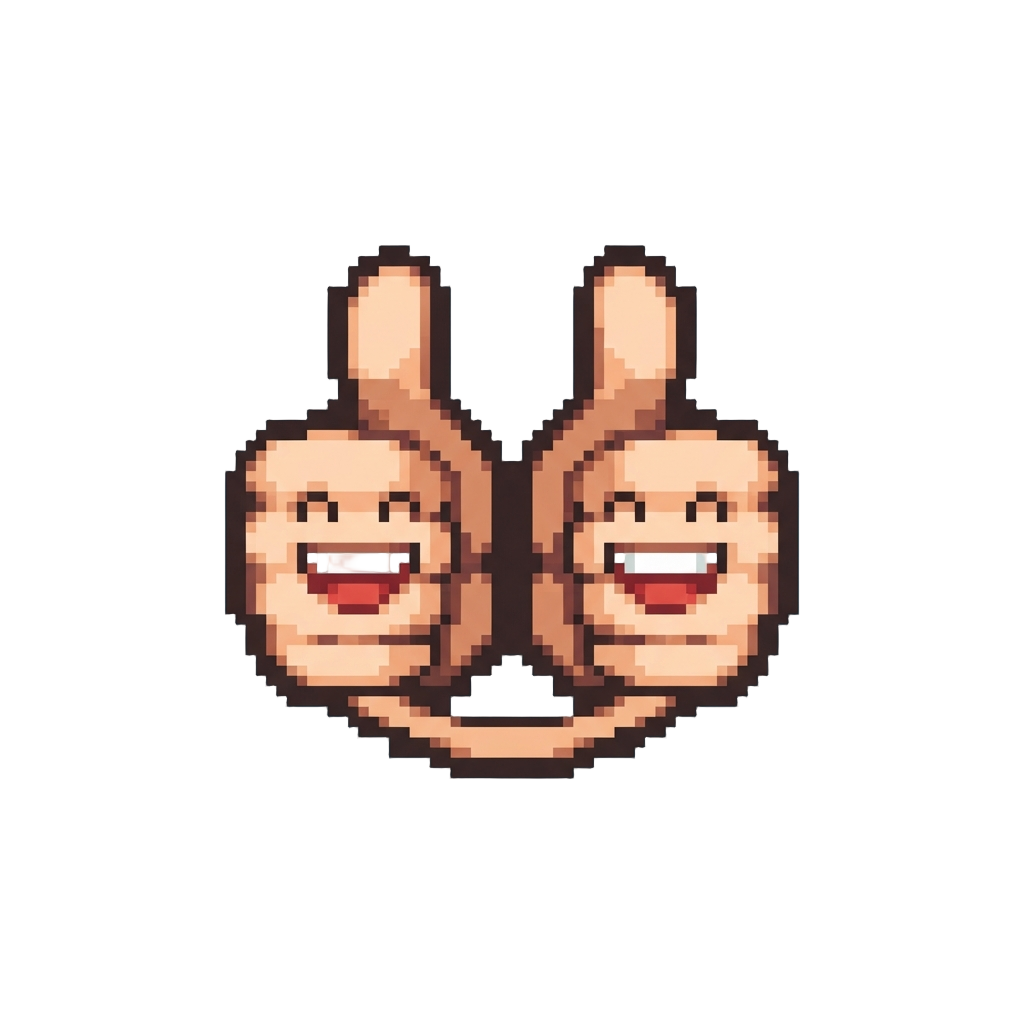 A Simultaneous Double Thumbs-up with Wide Grins