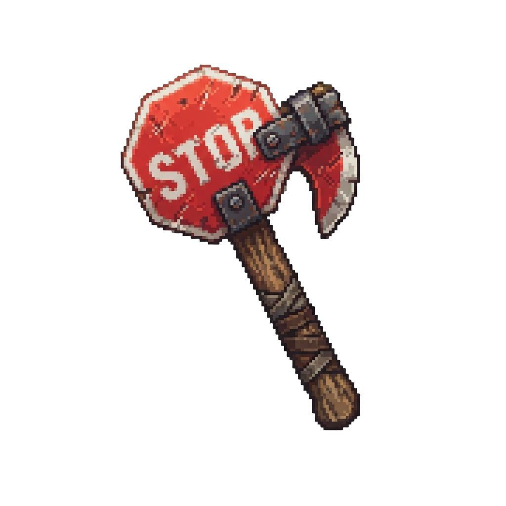 A Giant Stop Sign Repurposed As a Battleaxe