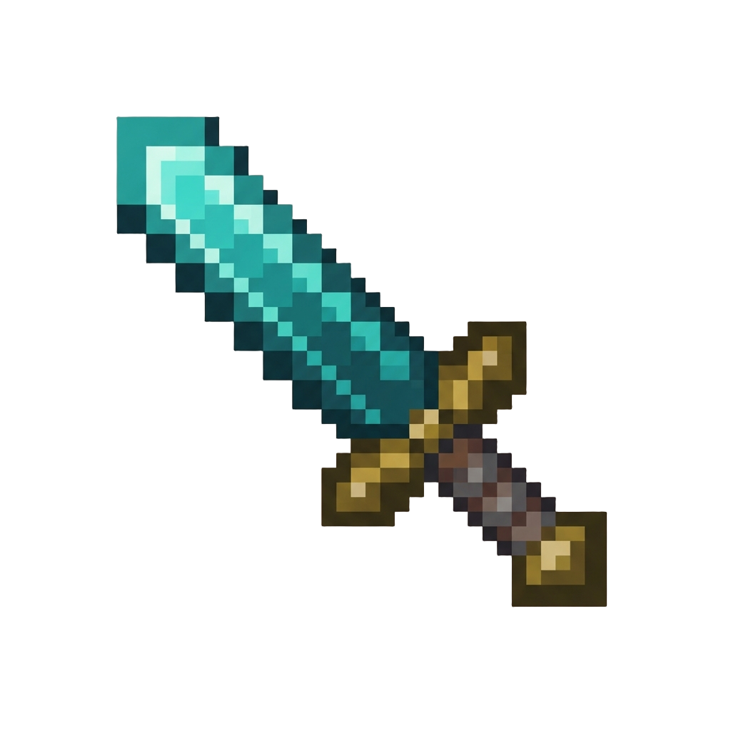 A Blocky Turquoise Foam Diamond Sword with Glossy Finish