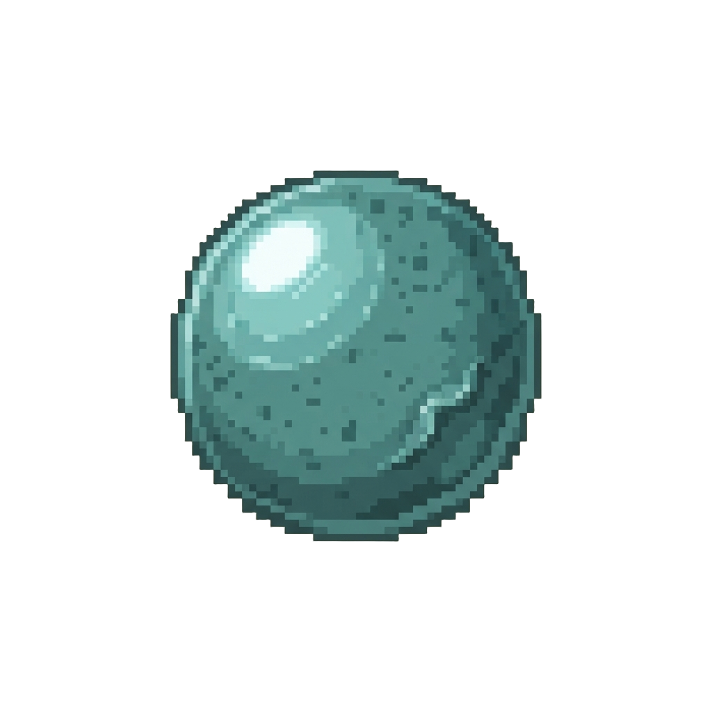 A Shiny Turquoise Paraffin-coated Clay Sphere