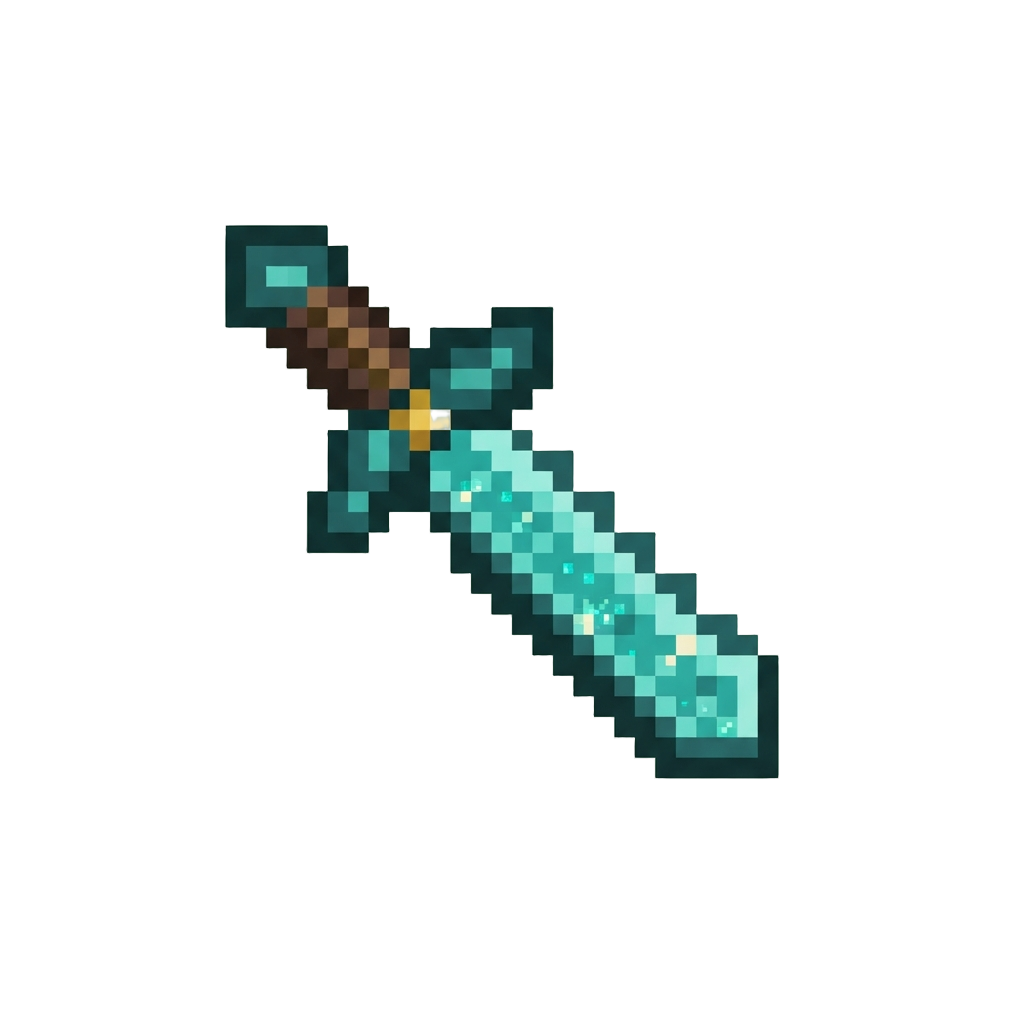 A Glittery Turquoise Foam Minecraft Blade