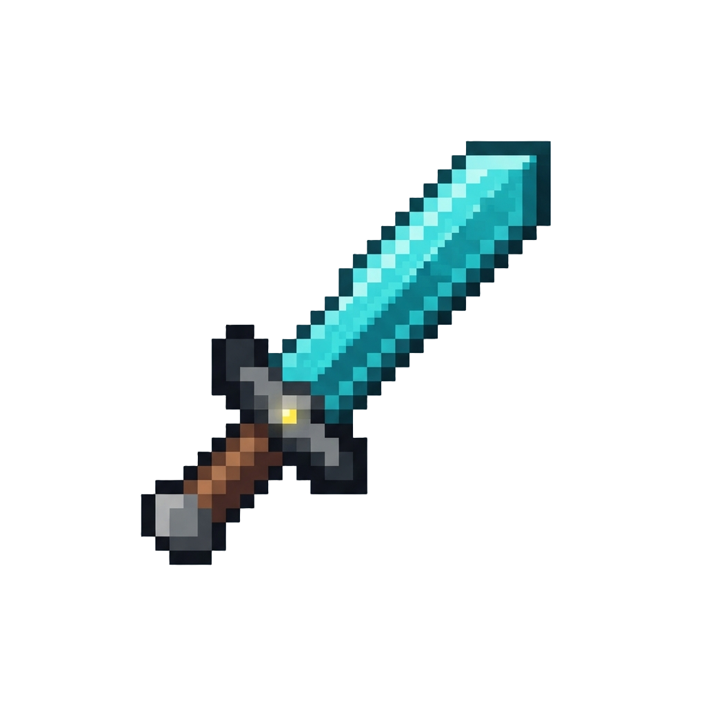 A Pixelated Cyan Foam Sword with Soft Metallic Sheen