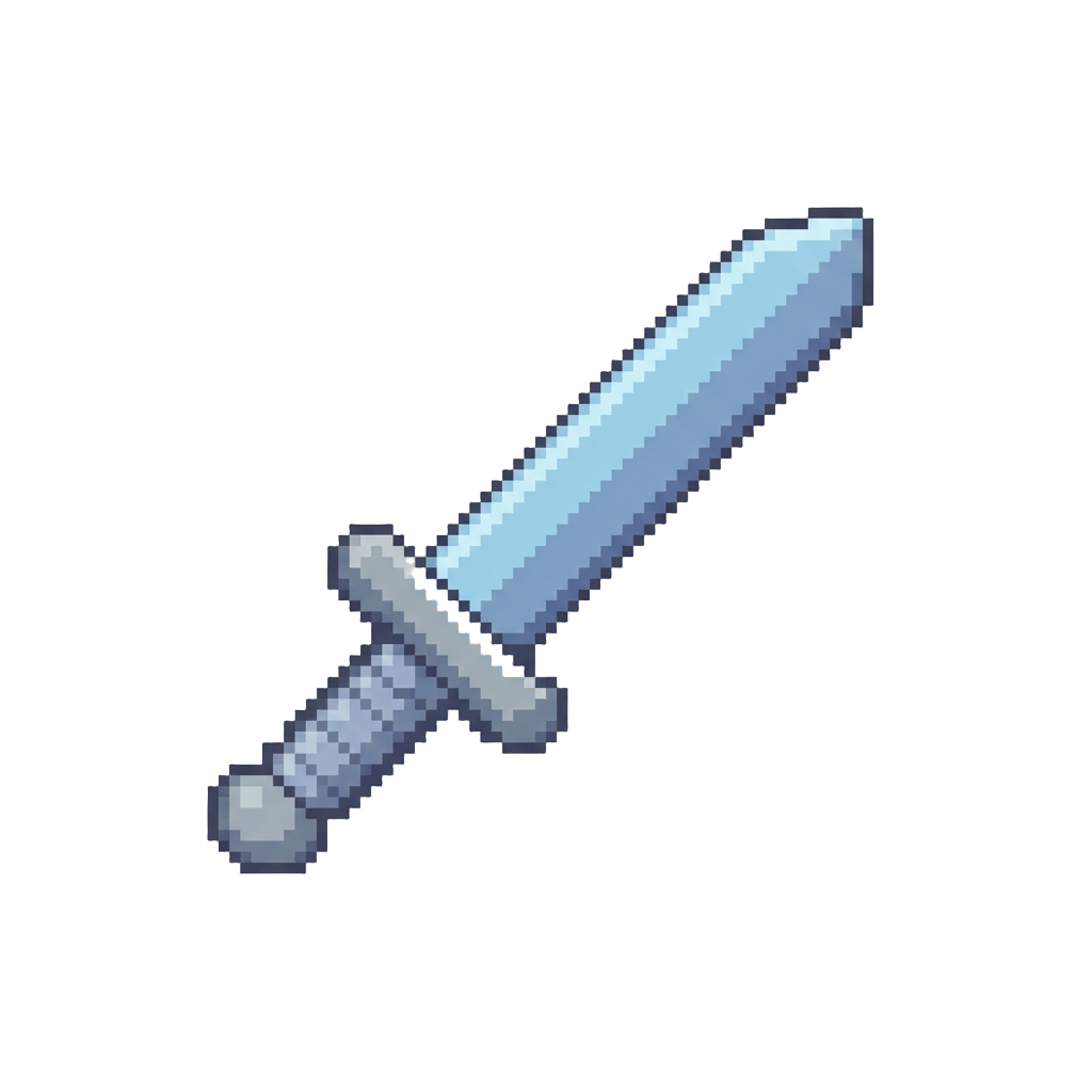 A Pastel Blue Soft Foam Pixel Sword