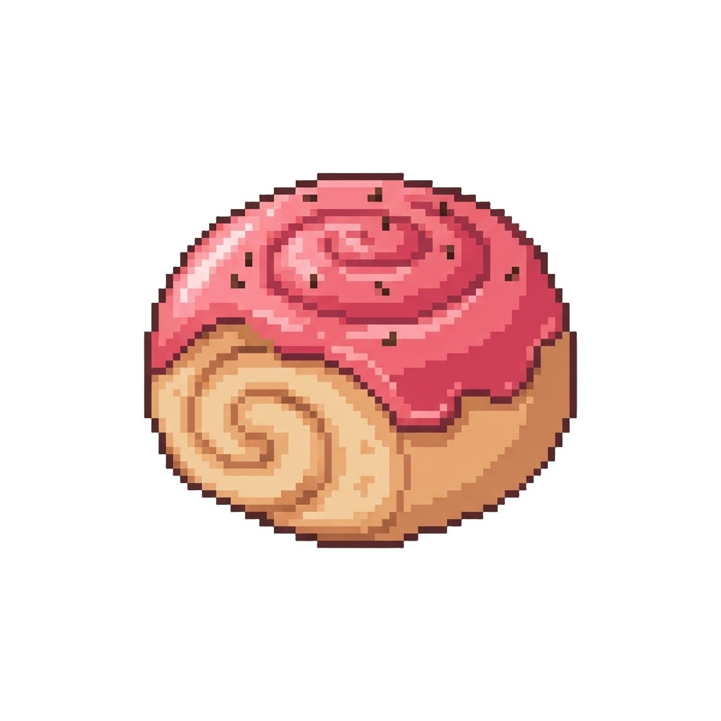 A Sweet Watermelon-glazed Plushy Honey Bun Slice