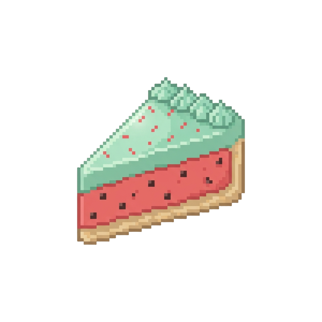 A Soft Pastel Green and Red Watermelon Pastries Slice