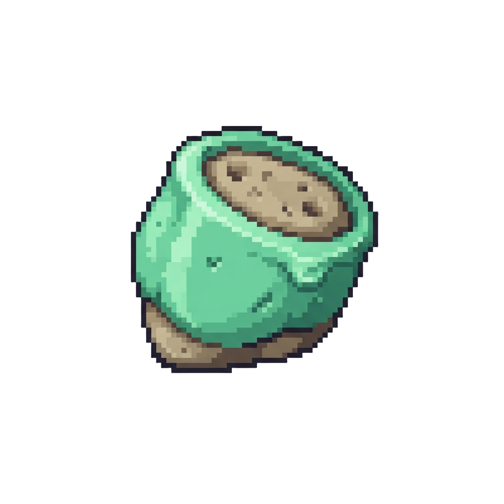 A Vibrant Mint Green Wax Shell Over Soft Clay