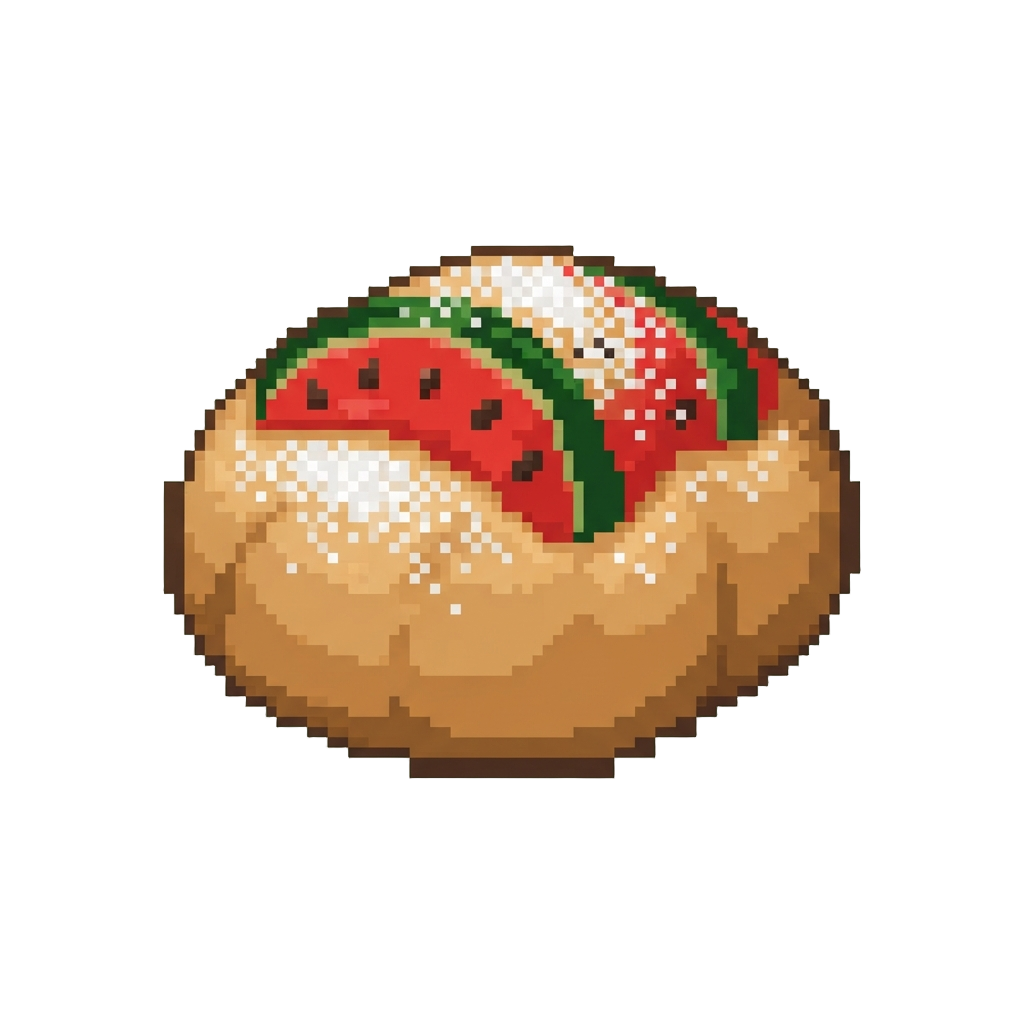 A Fluffy Watermelon-shaped Brioche with Sugar Coating