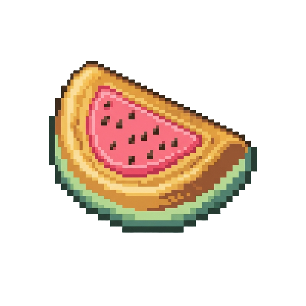 A Soft Toasted Watermelon Slice Honey Bun with Pink Jelly Center