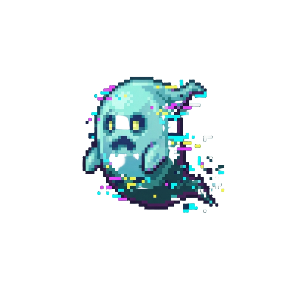 A Glitched Pixelated Static Ghost