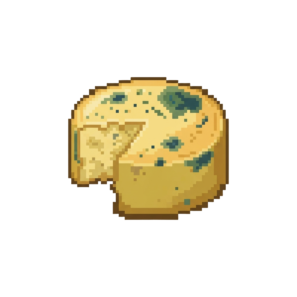 A Half-eaten Moldy Cheese Wheel