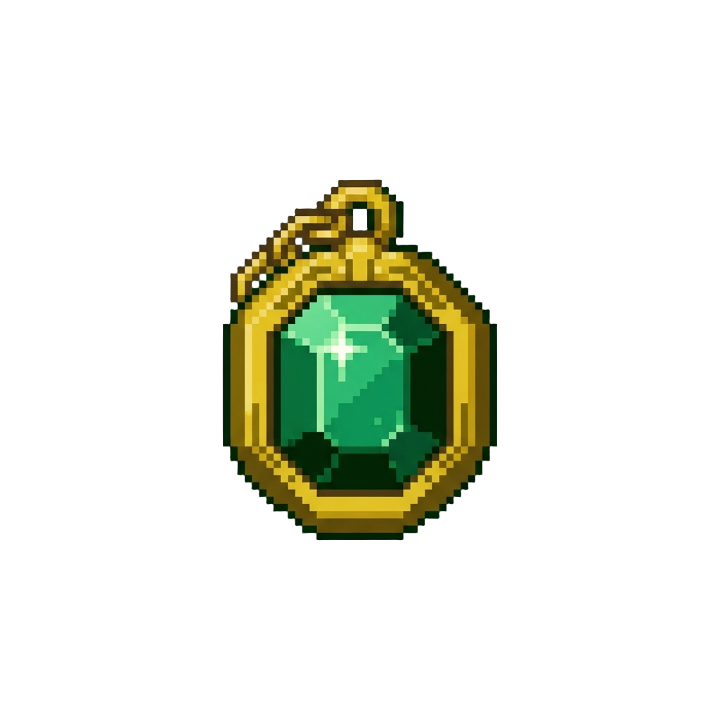 A Heavy Glowing Emerald Medallion