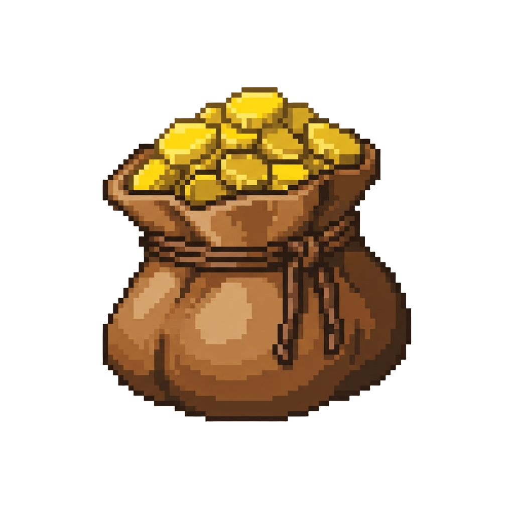 A Overflowing Pouch of Solid Gold Coins