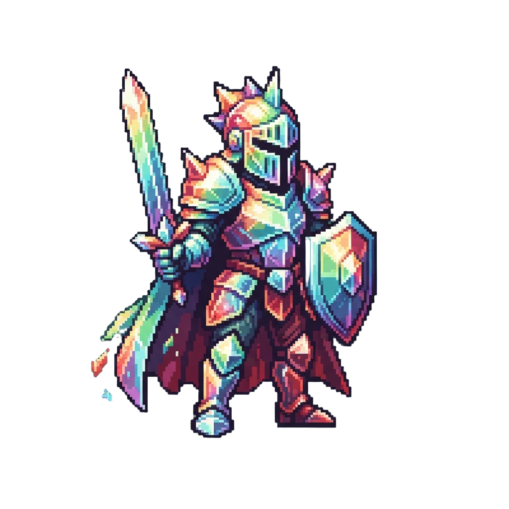 A Prismatic Rainbow Knight in Full Crystalline Plate