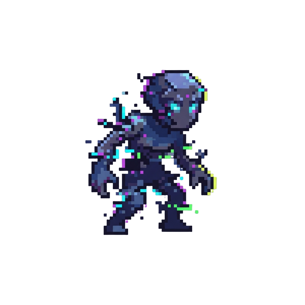 A Flickering Shadowy Glitch Figure