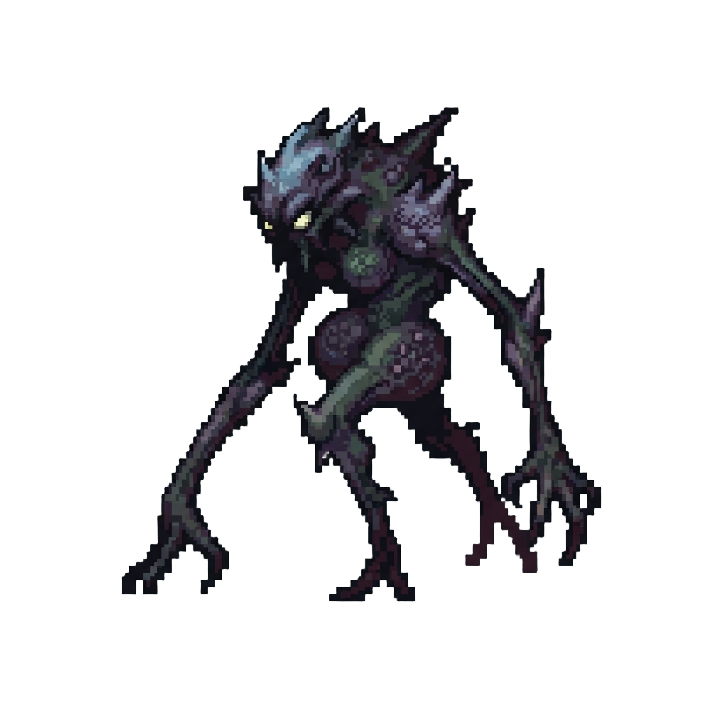 A Towering Shadowy Bacteria Monster with Long Limbs