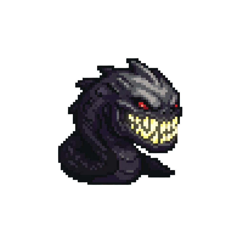 A Terrifying Dark Smiler with Sharp Glowing Teeth
