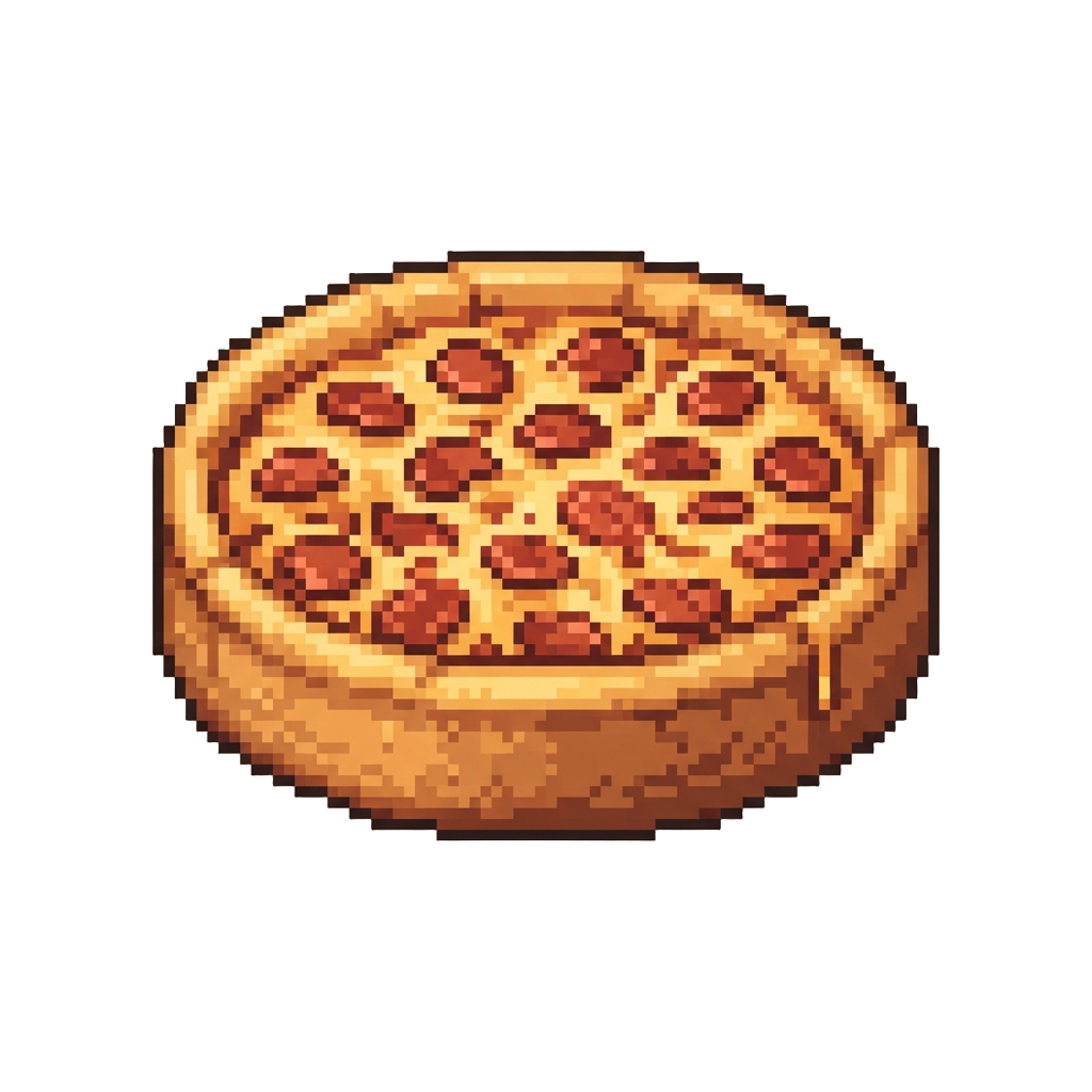 A Piping-hot Whole Deep-dish Pepperoni Pizza with Stretchy Cheese