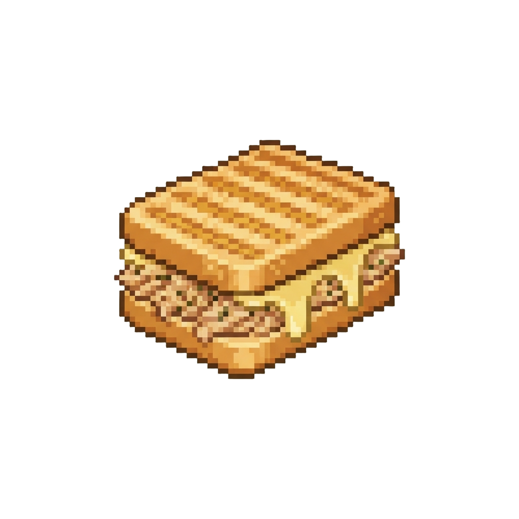 A Legendary Tuna Panini with Golden Grill Marks and Melted Cheese