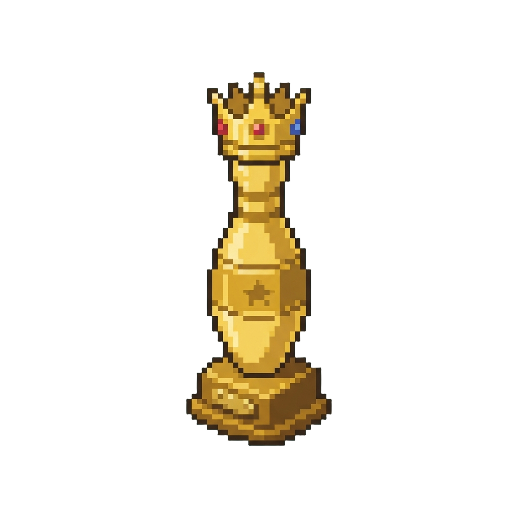 A Gilded Bowling Pin Trophy Crowned with Gold