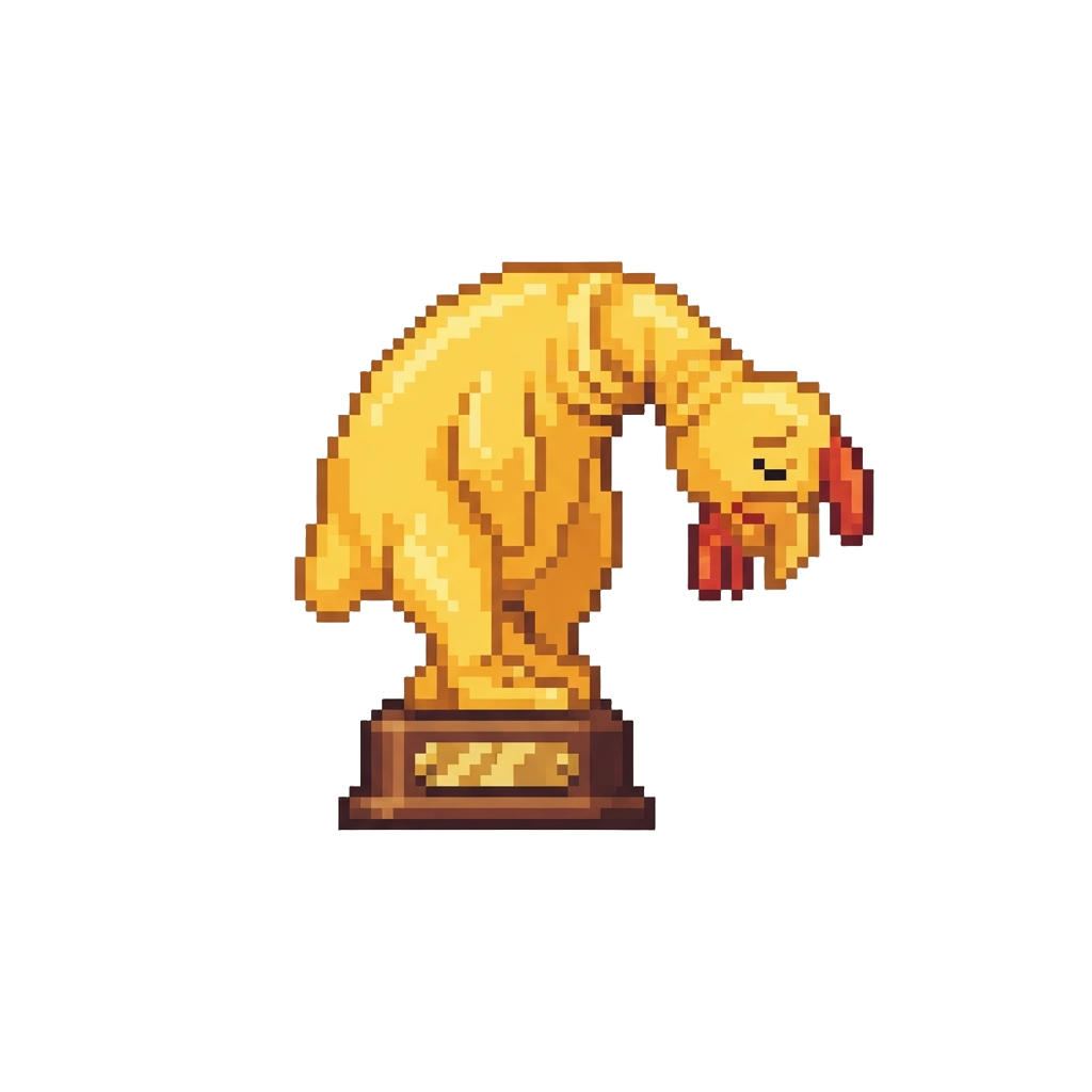 A Sad Wilted Rubber Chicken Trophy