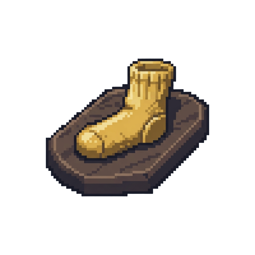 A Golden-painted Sock on a Plaque
