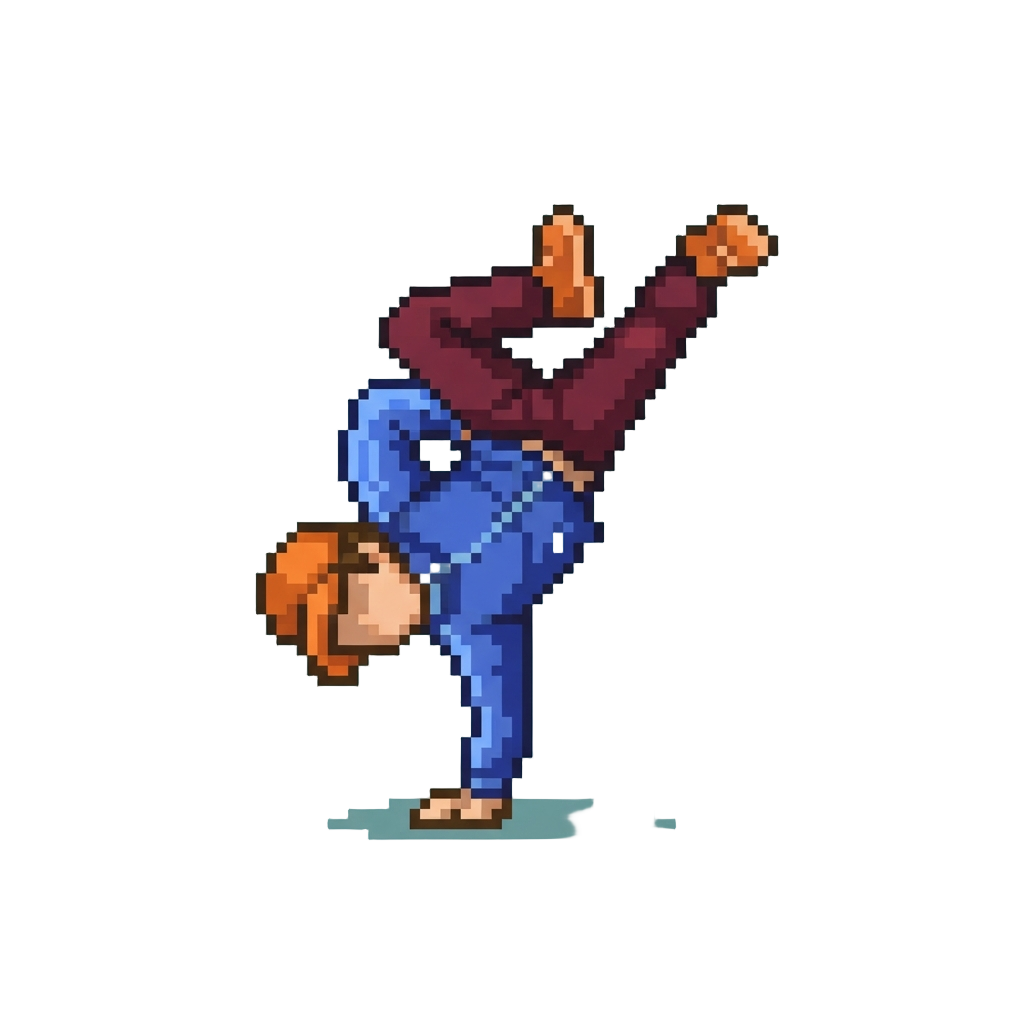 A Breakdance Spin Ending in a Freeze Pose