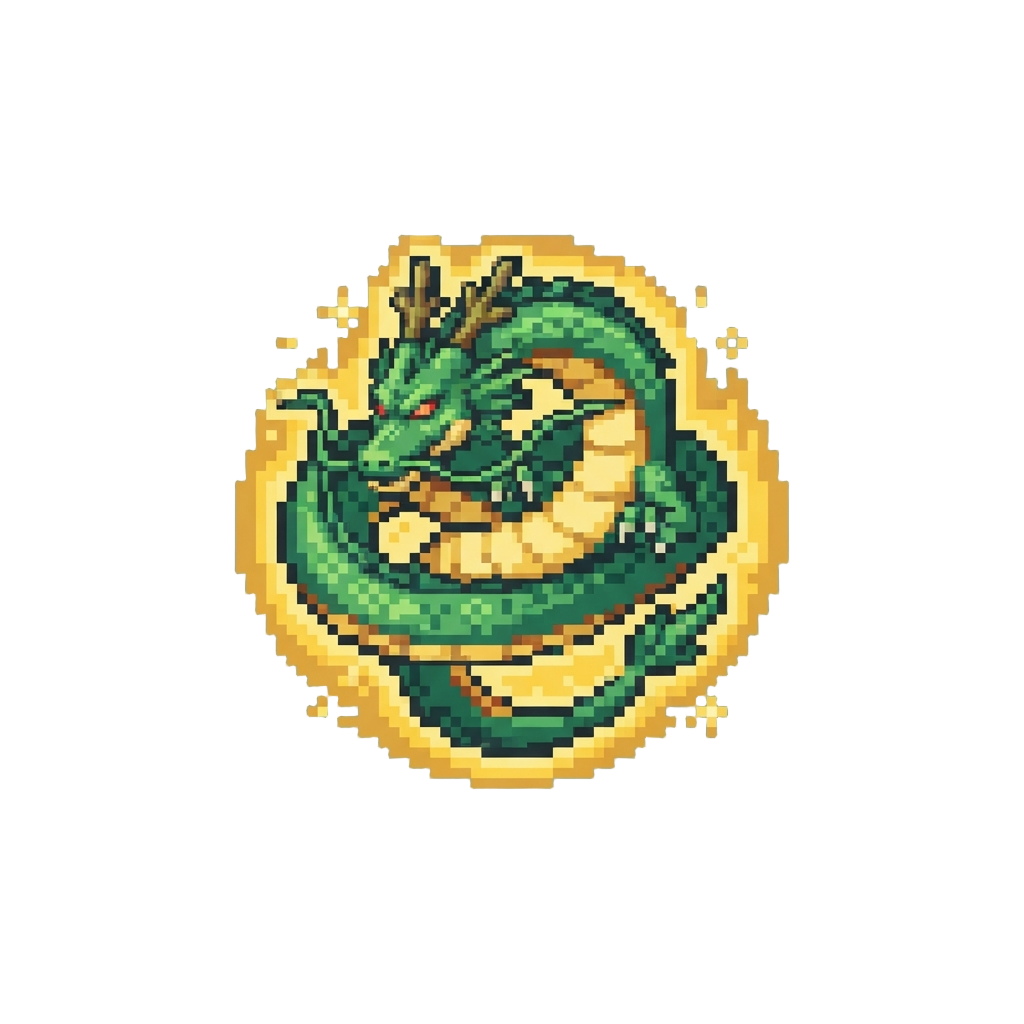 A Colossal Green Shenlong Dragon Surrounded by Golden Aura