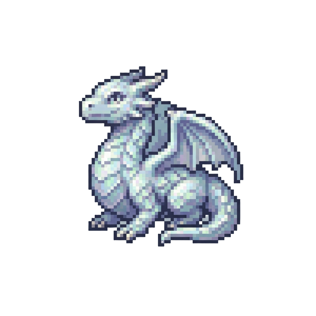 A Shimmering Pearl Dragon with Iridescent Scales