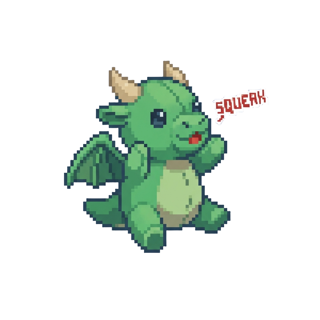 A Tiny Cute Dragon Plushie Popping Out with a Squeak