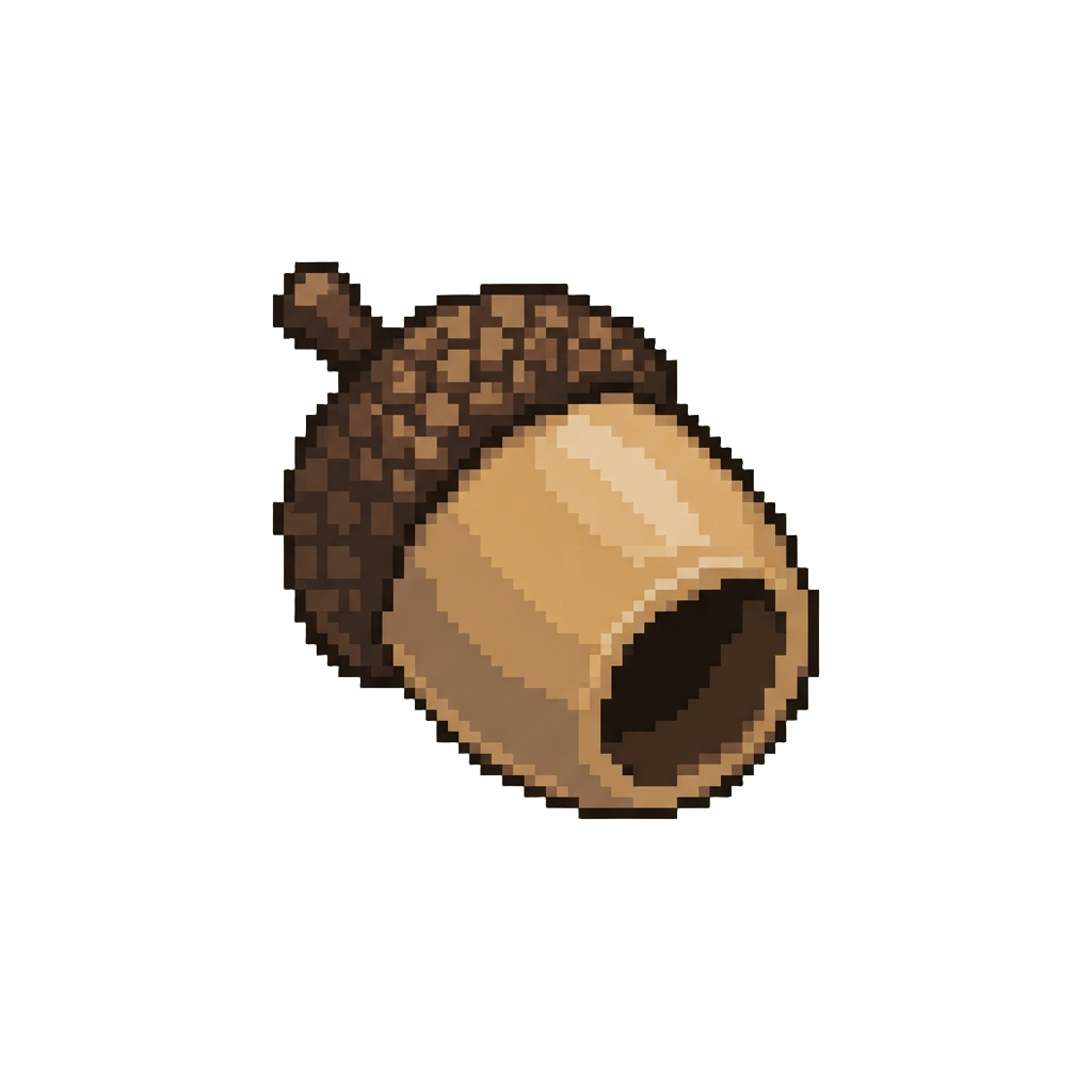 A Small Hollow Acorn Rolling Into the Foreground
