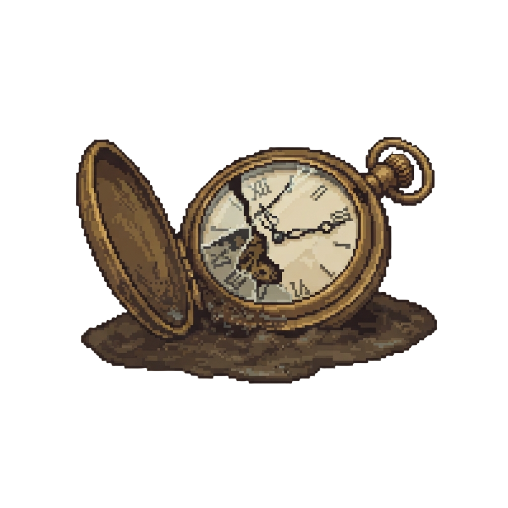 A Cracked Brass Pocket Watch Lying Open in the Mud