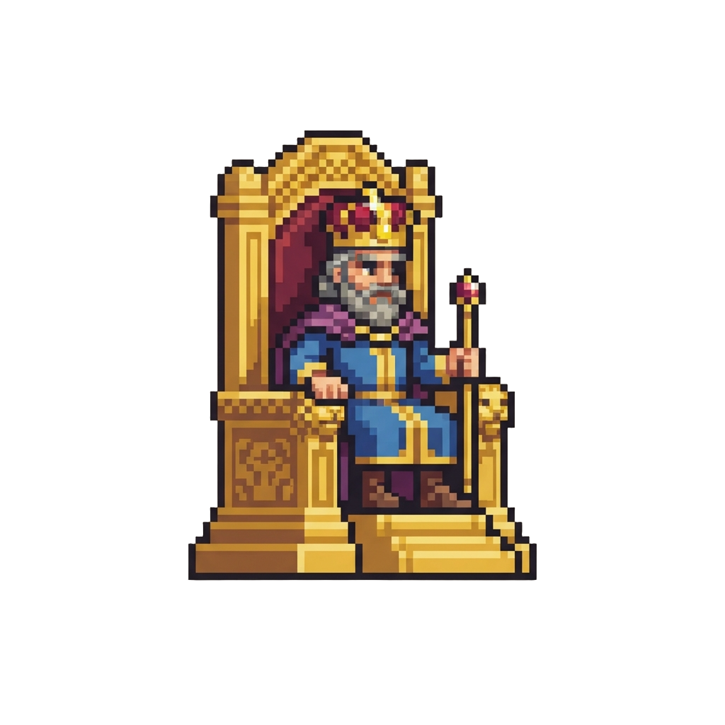 A Powerful Royal King Sitting Upon a Grand Golden Castle Throne